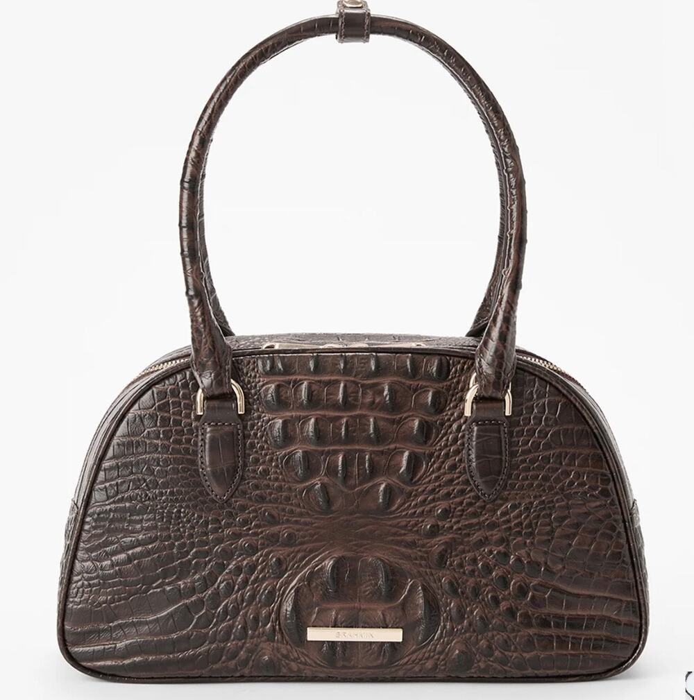 Brahmin Angie Brown Croc Embossed Two Handle Satchel